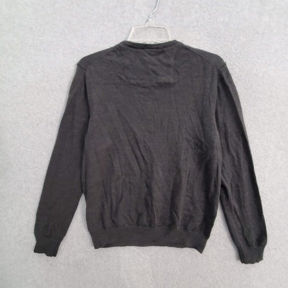 Calvin Klein Women Sweater Medium Gray 100% Merino Wool Long Sleeve V Neck‎ READ - Picture 6 of 8